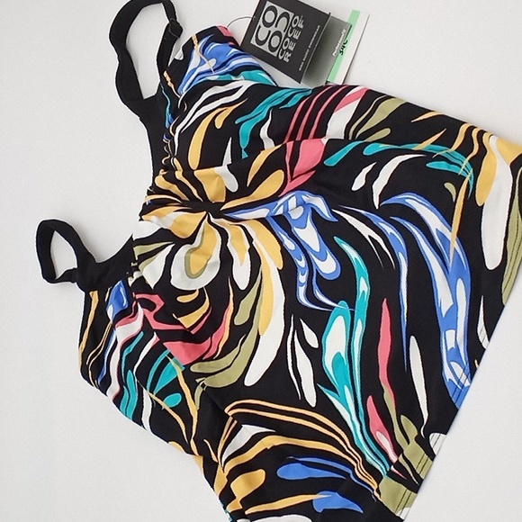 Coco Reef Retro Swirl‎ Ultra Fit Bra-Sized Underwire Tankini Swim Top Black 34C - Picture 2 of 11